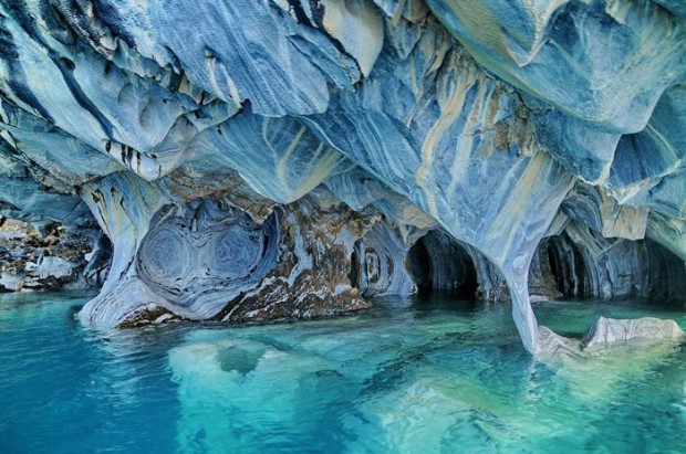 Underground lake in marble cave, Lake General Carrera, Chile
